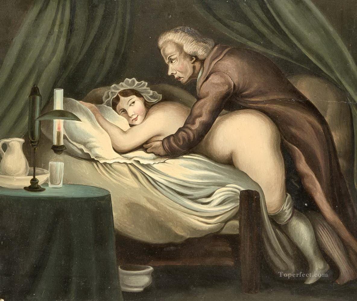 Mann penetriert eine Frau von hinten Georg Emanuel Opiz caricature Oil Paintings